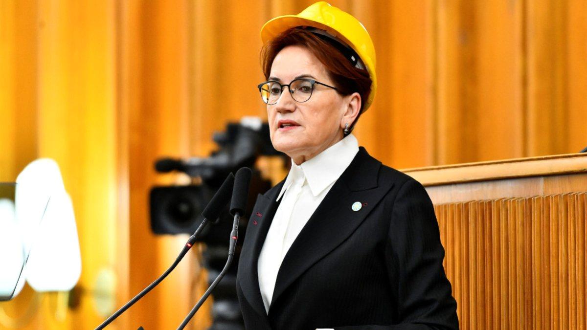 Meral Akşener kürsüye baretle çıktı