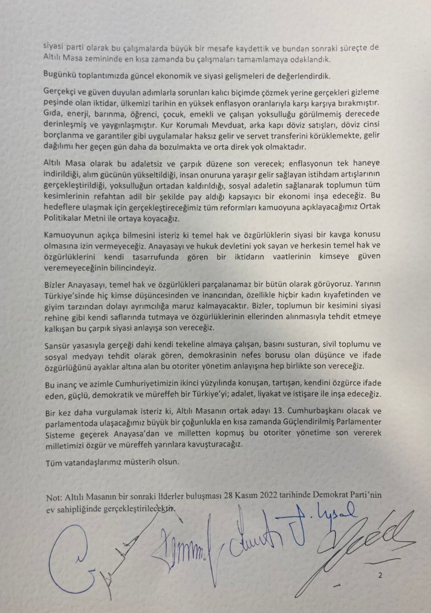 6’lı masanın 8'inci toplantısı sona erdi