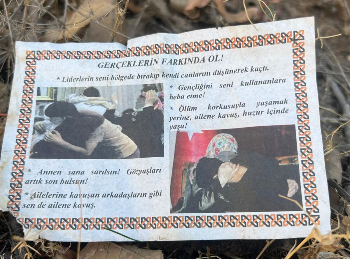Hakkari'de dağlara PKK'lı teröristlere 'teslim ol' bildirisi dağıtıldı