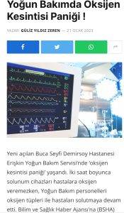 CHP’li Vekil Sertel, BSHA’nın “Yoğun Bakımda Oksijen Kesintisi Paniği !” Haberi ile İlgili Soru Önergesi Verdi