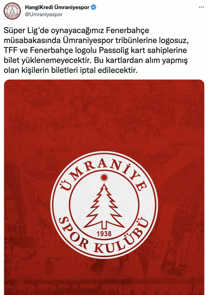 Ümraniyespor'dan Fenerbahçe'ye bilet yasağı