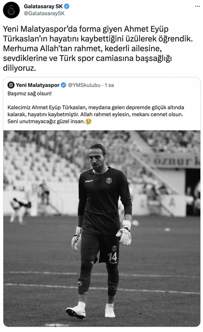 Kulüplerden Ahmet Eyüp Türkaslan paylaşımları