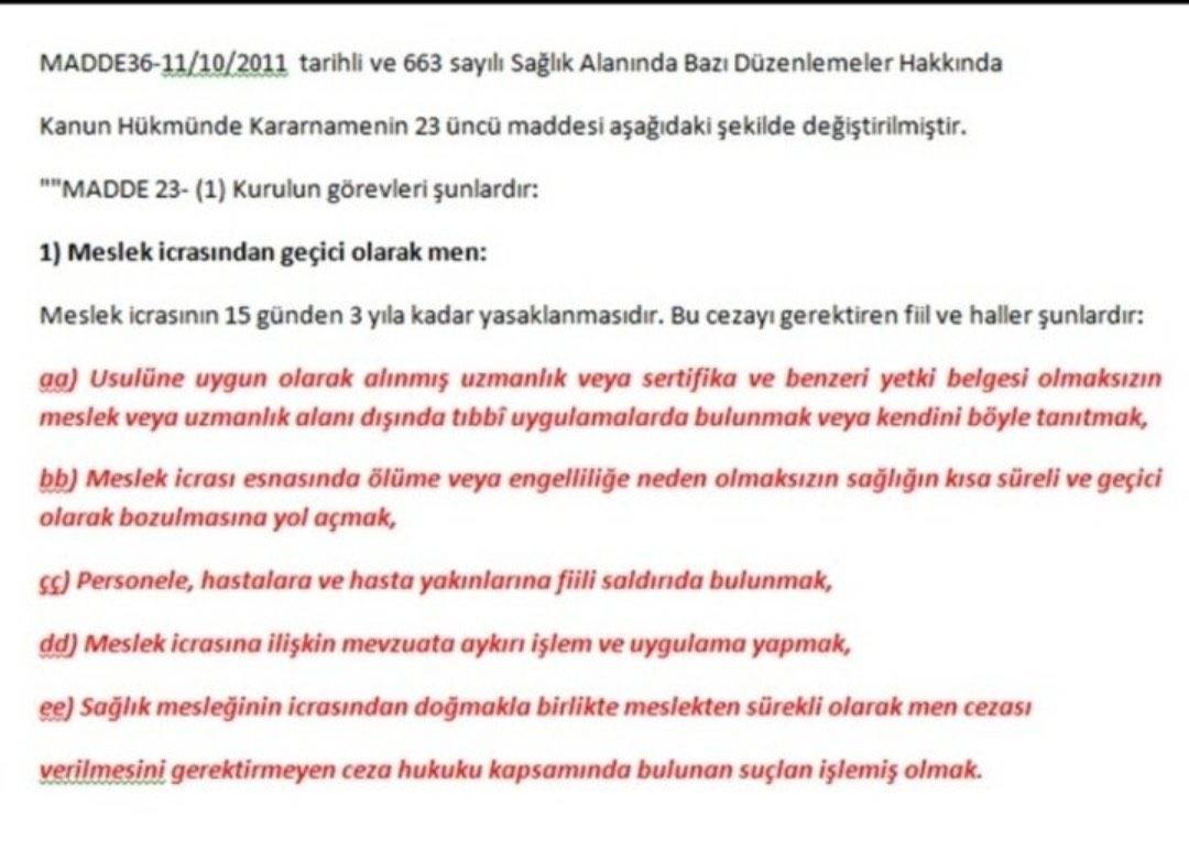 Doktorlardan, ‘Meslekten Men’in Önünü Açan 36. Madde Tepkisi!