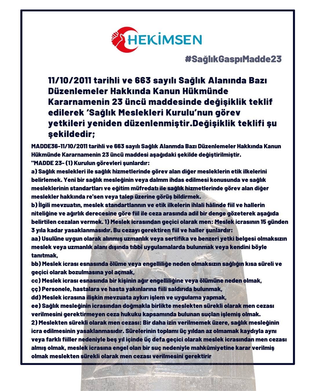Hekimsen: Kanun Teklifi Çekilmezse Sendikal Eylemlere Başlayacağız!