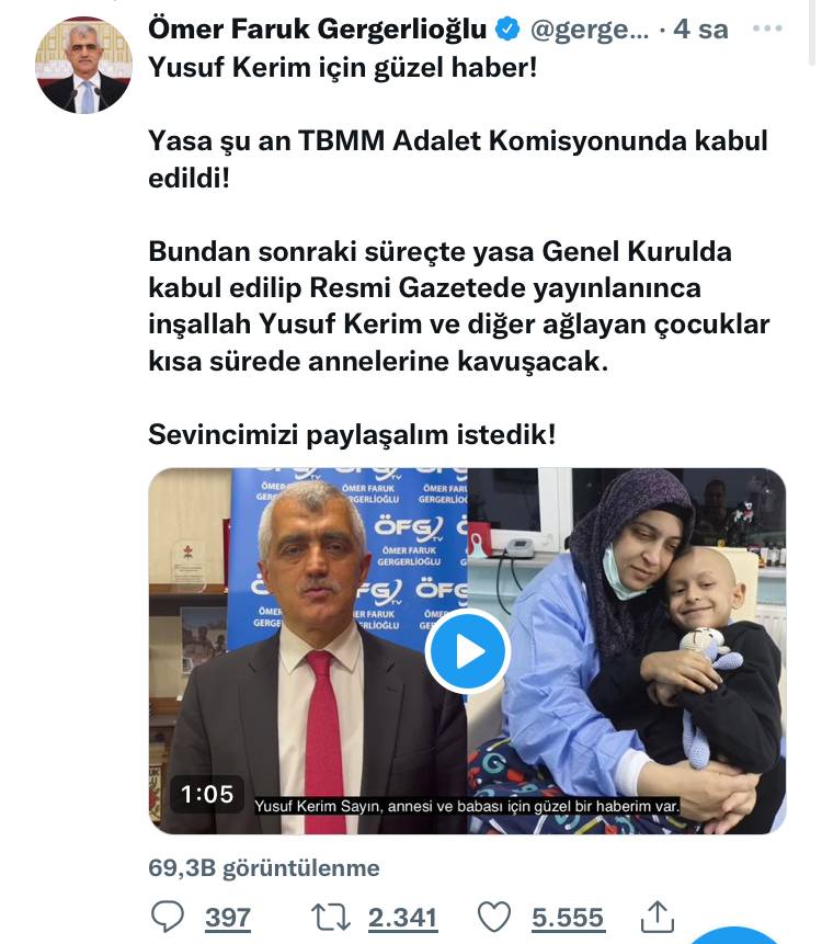 Kanser Hastası Yusuf Kerim Sayın Annesine Kavuşabilecek