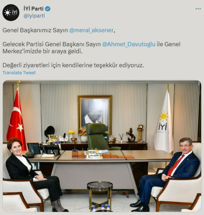 Meral Akşener, Ahmet Davutoğlu ile görüştü