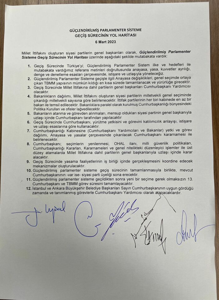 Millet İttifakı'nın ortak mutabakat metni