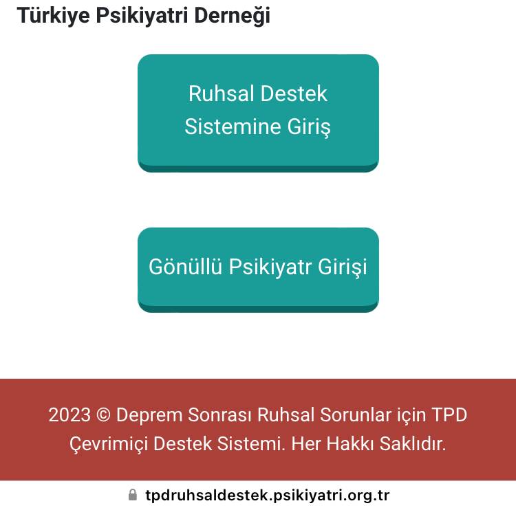 TPD’den Depremzedelere Ücretsiz Online Ruhsal Destek