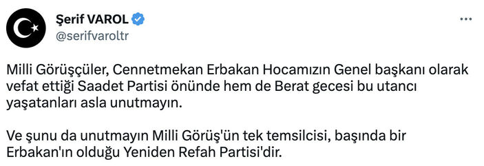 Yeniden Refah Partisi'nden Saadet Partisi'ne tepki: Bu utancı yaşatanları asla unutmayın
