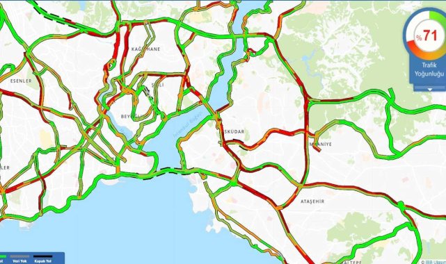 İstanbul'da trafik yoğunluğu yüzde 71'e çıktı