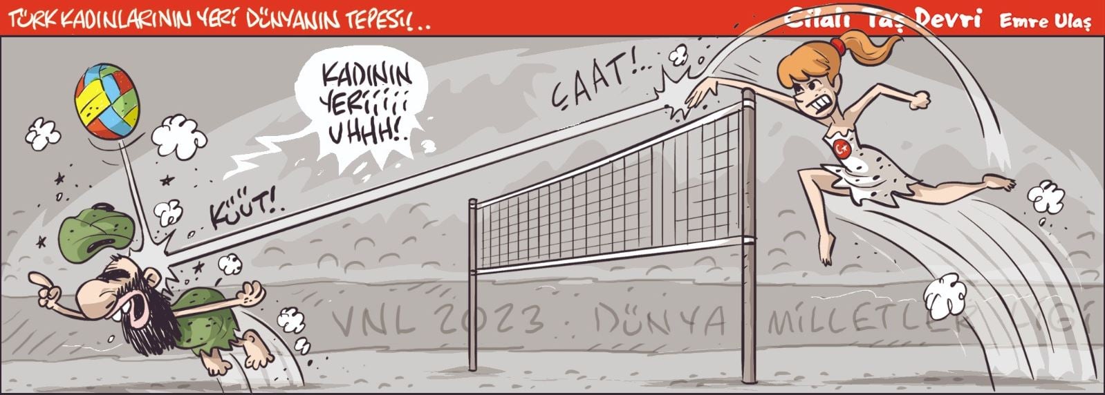 Emre Ulaş yine yaptı yapacağını... Voleybolcu kızlar dünya şampiyonu olunca yobazların yas tuttuğu karikatürü çizdi