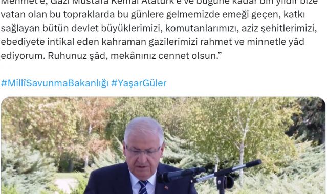 Bakan Güler: "Daha güçlü bir Türkiye için azim ve kararlılıkla çalışmaya devam edeceğiz"