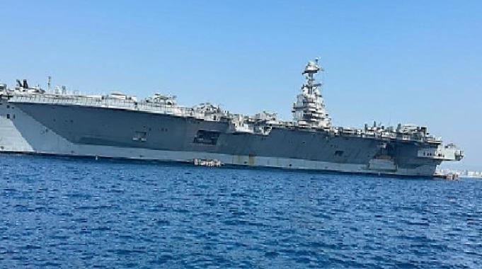 Dünyanın en büyük uçak gemisi USS Gerald R. Ford, QTerminals Antalya Limanı açıklarına demirledi