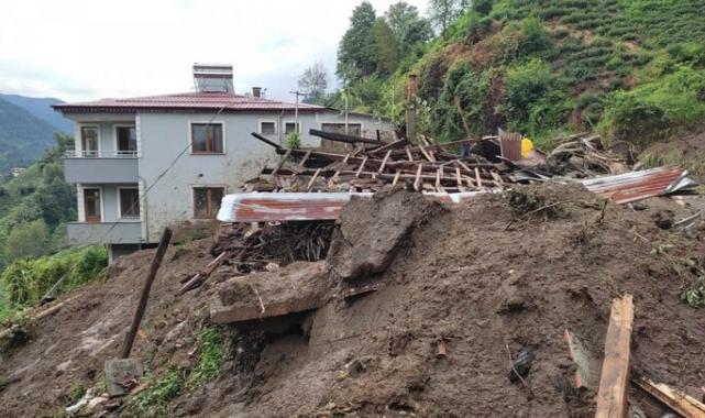 Rize'yi sel vurdu: Heyelan sonrası hasar tespit çalışmaları