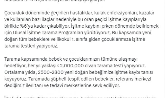 Bakan Koca: “Her yıl 2 milyon evladımıza işitme tarama testi yapıyoruz”