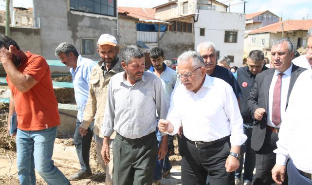 Başkan Büyükkılıç, Bünyan’daki sel bölgesinde incelemelerde bulundu