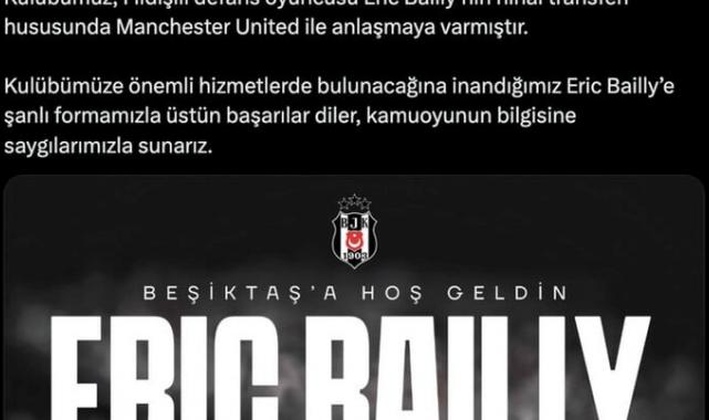 Beşiktaş, Eric Bailly'yi resmen transfer etti