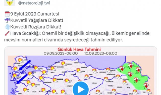 Meteoroloji’den kuvvetli yağış uyarısı