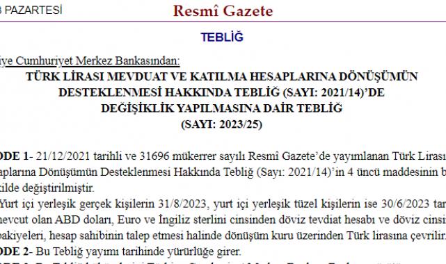 TCMB'den 2 tebliğde değişiklik