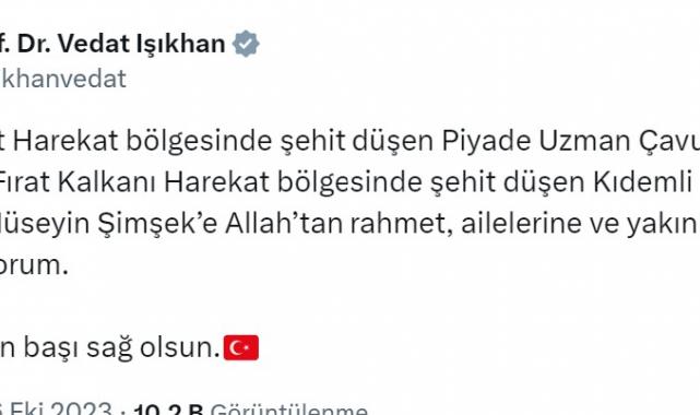 Siyasilerden şehit asker ve polis için taziye mesajı