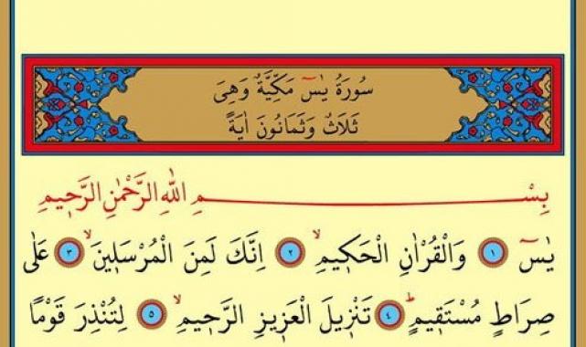 Yasin suresi okunuşu ve Türkçe meali