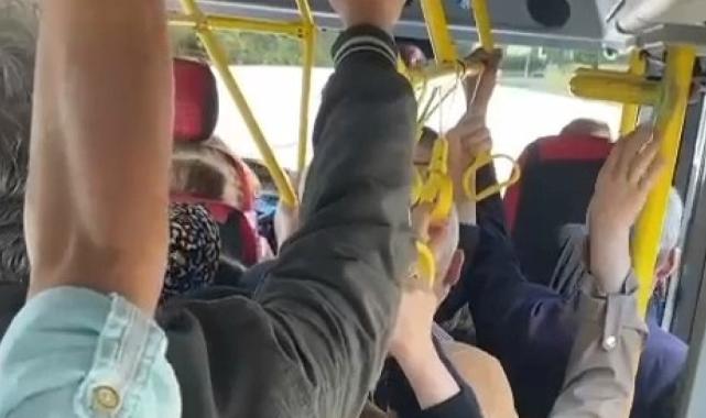 Bursa'da otobüs dolunca tepki gösteren şoför hareket etmedi