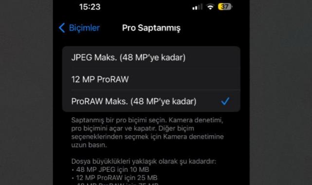 iPhone 15 ve 14 Pro serisinde 48 MP ProRaw fotoğraflar nasıl çekilir