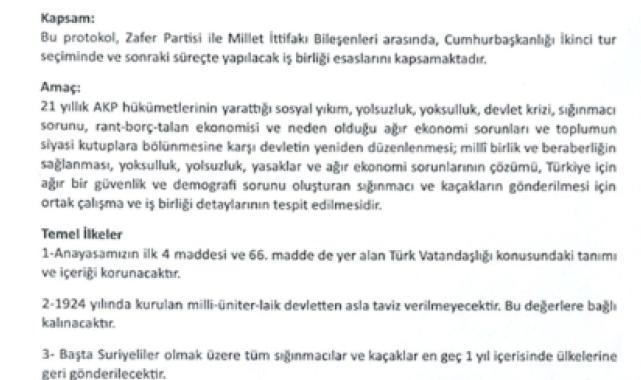Özdağ,  Kılıçdaroğlu ile yapılan protokolü paylaştı
