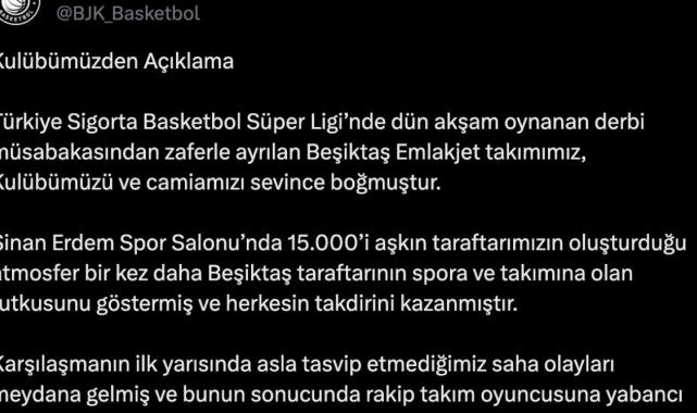 Beşiktaş'tan olaylı Fenerbahçe derbisi hakkında açıklama: Tahrik ettiler