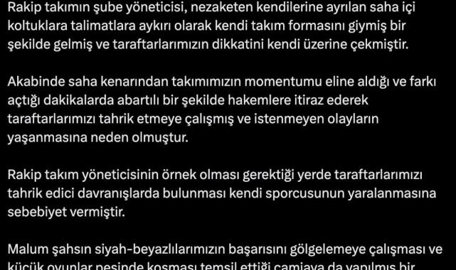 Beşiktaş'tan olaylı Fenerbahçe derbisi hakkında açıklama: Tahrik ettiler
