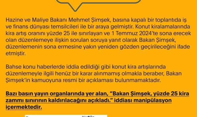 Kirada yüzde 25 zam sınırının kaldırılacağı iddiasına yalanlama