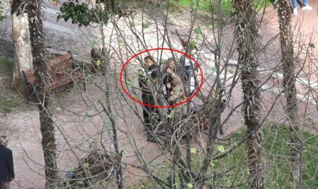 Samsun'da parktaki sarhoş adam polise yumruk attı