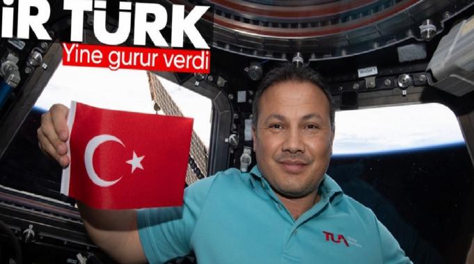 Alper Gezeravcı'dan Uluslararası Uzay İstasyonu’nda Türk bayraklı kareler