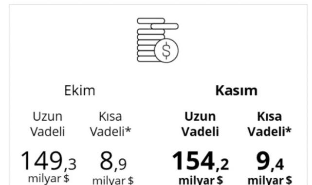 Özel sektörün kasımda yurt dışından sağladığı kredi borcu 163,6 milyar dolar oldu