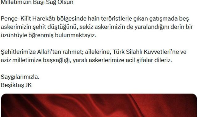 Spor camiasından şehitler için başsağlığı mesajı