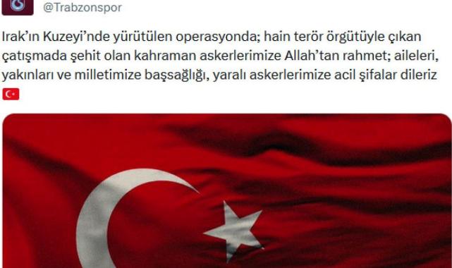 Spor camiasından şehitler için başsağlığı mesajı
