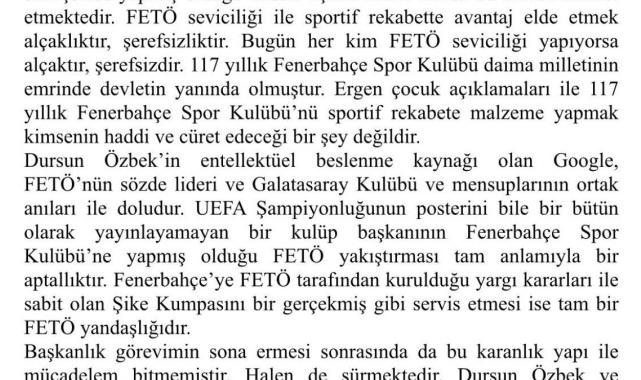 Aziz Yıldırım'dan Dursun Özbek'e cevap