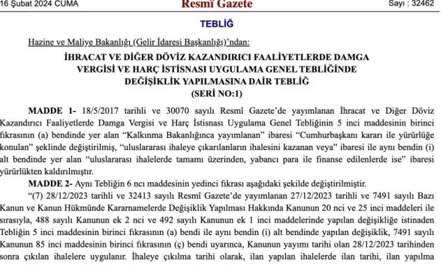 İhracat ve diğer döviz kazandırıcı fliyetlerde değişikliğe gidildi