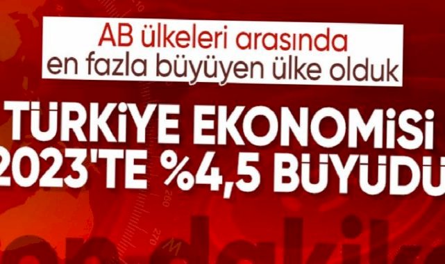 TÜİK açıkladı! Türkiye ekonomisi 2023’te yüzde 4,5 büyüdü