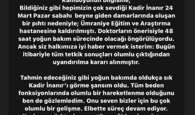 Entübe edilen Kadir İnanır'dan haber var! Hayat arkadaşı Jülide Kural paylaştı