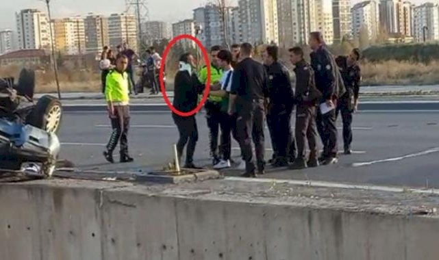 Kayseri'de kaza yapan sürücü polis ekiplerine tepki gösterdi