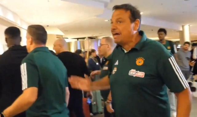 Fenerbahçelilerle tartışan Ergin Ataman'ın otel içi görüntüleri: Çıkın gidin buradan ya