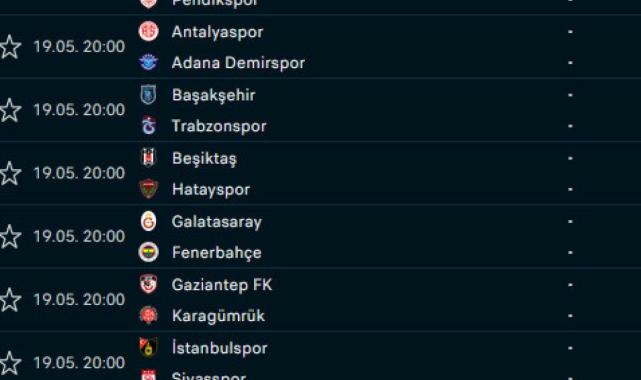 Süper Lig'de 36. haftanın ardından oluşan puan durumu ve 37. hafta fikstürü