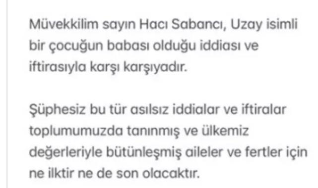 'Babalık davası' iddiası gündemdeydi! Hacı Sabancı'dan açıklama geldi