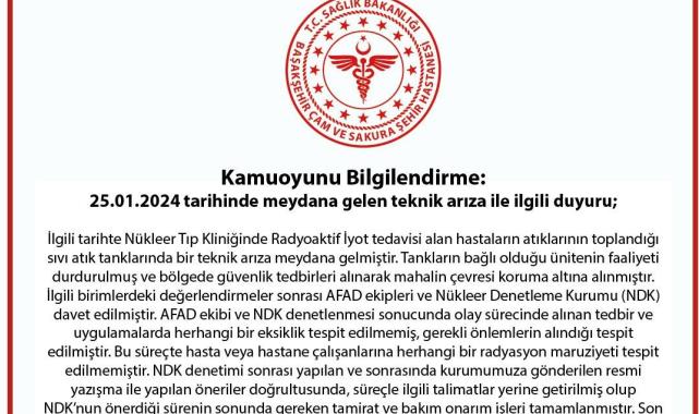 Çam ve Sakura Hastanesi’ndeki Nükleer Sızıntı İddialarına Yanıt Geldi