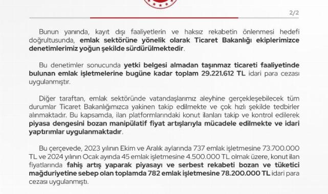Emlakta fahiş artışa 90 milyon TL'lik ceza