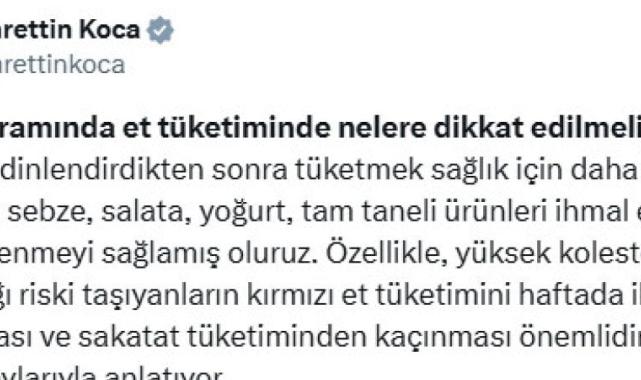 Sağlık Bakanı paylaştı! Kurban Bayramı'nda et tüketiminde nelere dikkat edilmeli