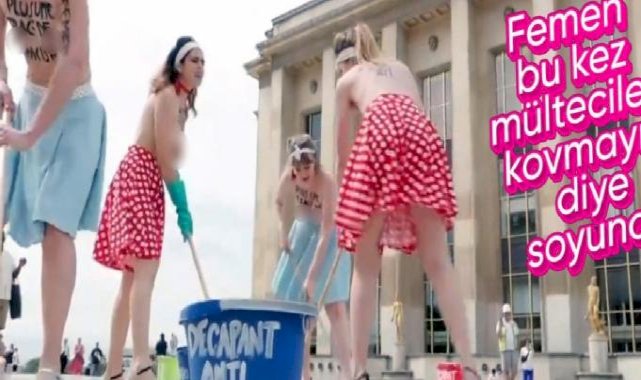 Fransa'da göçmen karşıtı partiye tepki için çıplak eylem yaptılar