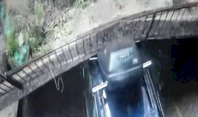 Trabzon'da istinat duvarı çöktü: 2 kişi dakikalarla kurtuldu