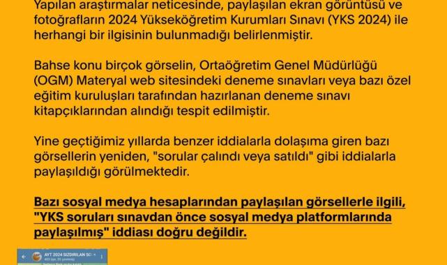 Yılmaz Tunç'tan YKS iddialarına ilişkin açıklama